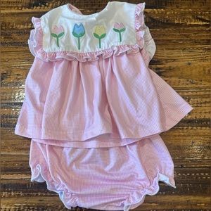 Cecil and Lou baby girl’s tulip bloomer set